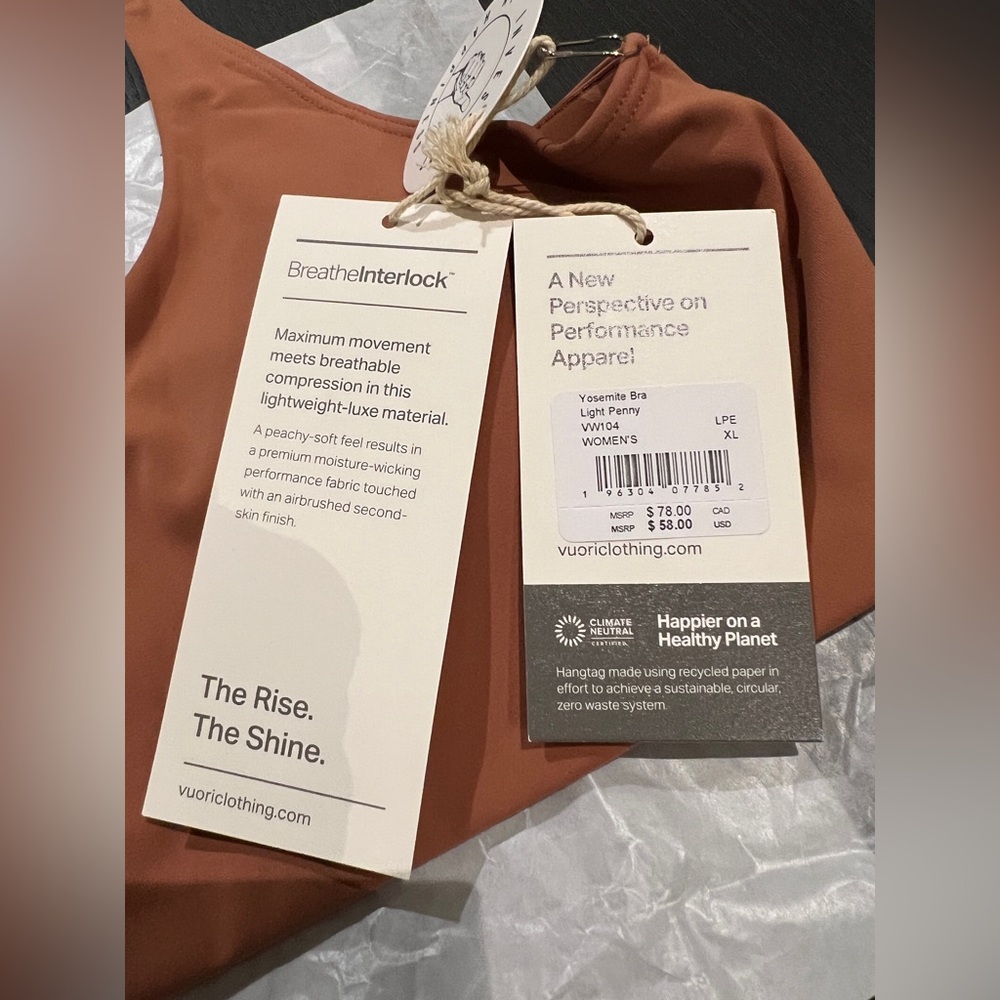 New With Tags ✨ Vuori Yosemite Bra ✨ Light Penny ✨ XL - Picture 6 of 7